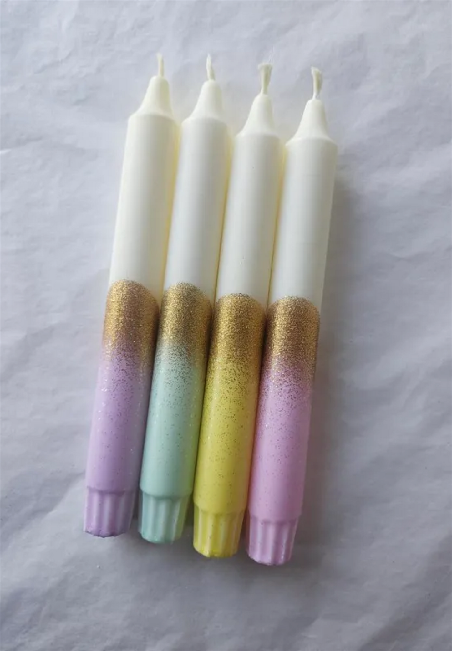 Stearinlys dekorert Glitter Mint Gull