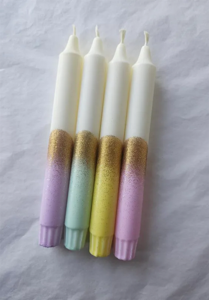 Stearinlys dekorert Glitter Mint Gull