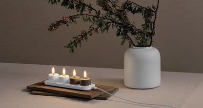 LED Rechargeable Tealights White 3.9x2.3 cm Set/2