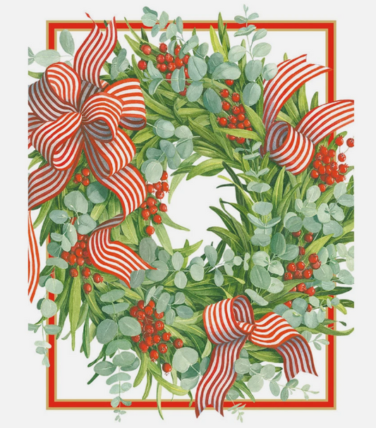 Kort m/konvolutt Ribbon Stripe Wreath
