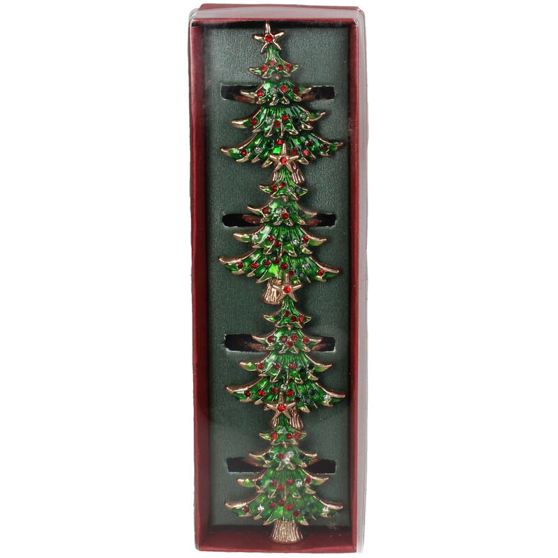 Christmas tree napkin ring green S/4