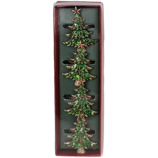 Christmas tree napkin ring green S/4