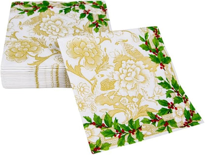 Serviett kaffe Holly Ceramic Ivory/Gold