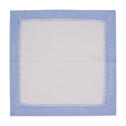 Serviett kaffe linen border light blue