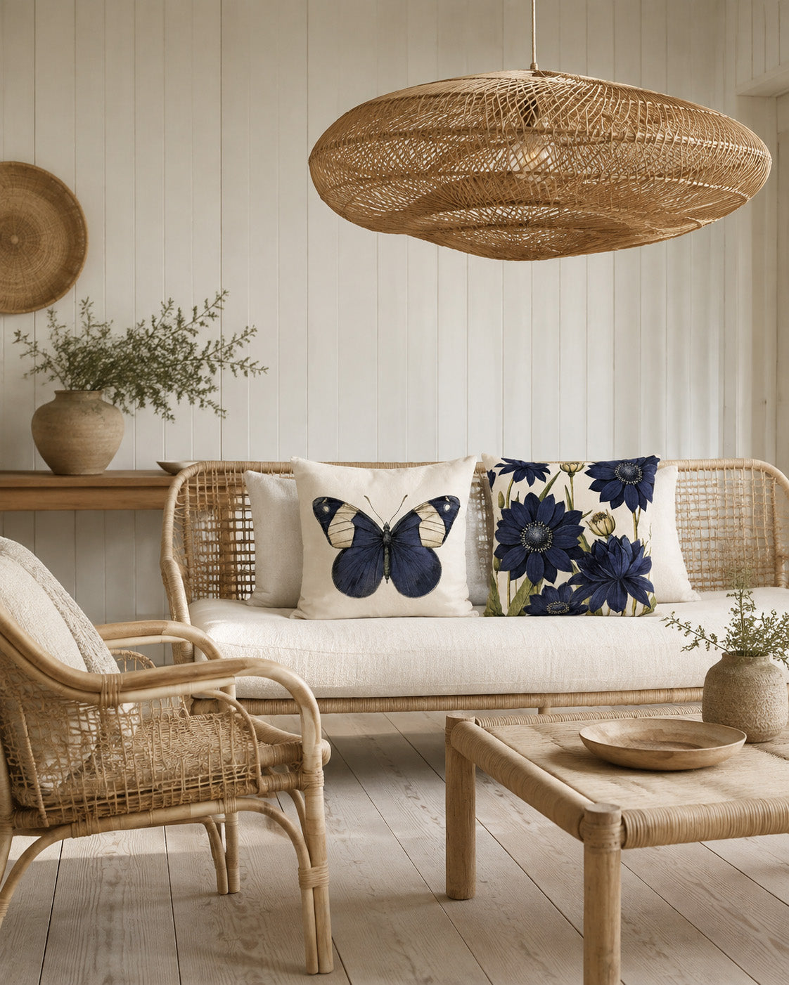 Cushion cover Blue Velvet Bloom blue 50x50 cm