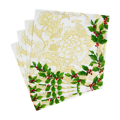 Napkin lunch Holly Ceramic Ivory/Gold