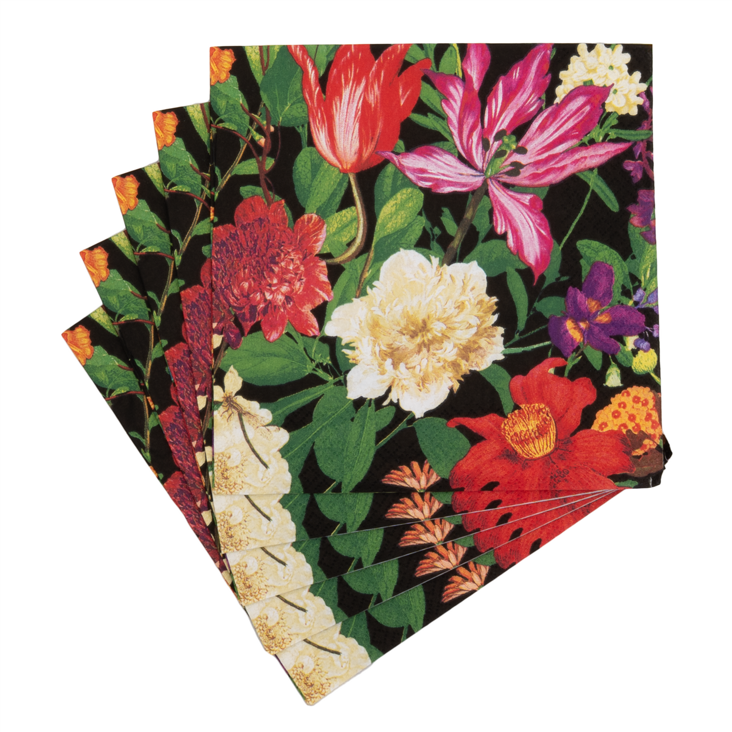 Napkin Lunch Dutch Floral Black