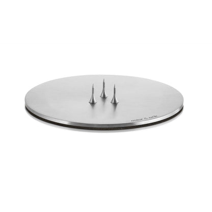 Candle tray matte silver 9 cm