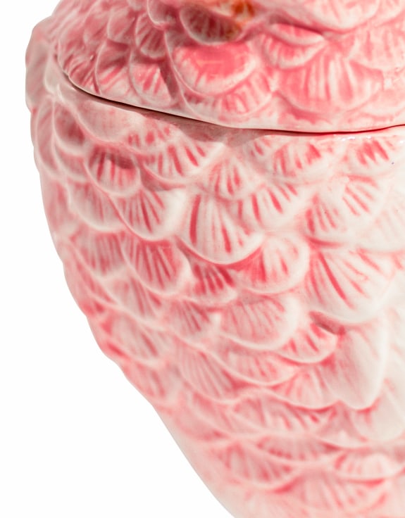 Keramikk papegøye vase hvit/rosa 24 cm