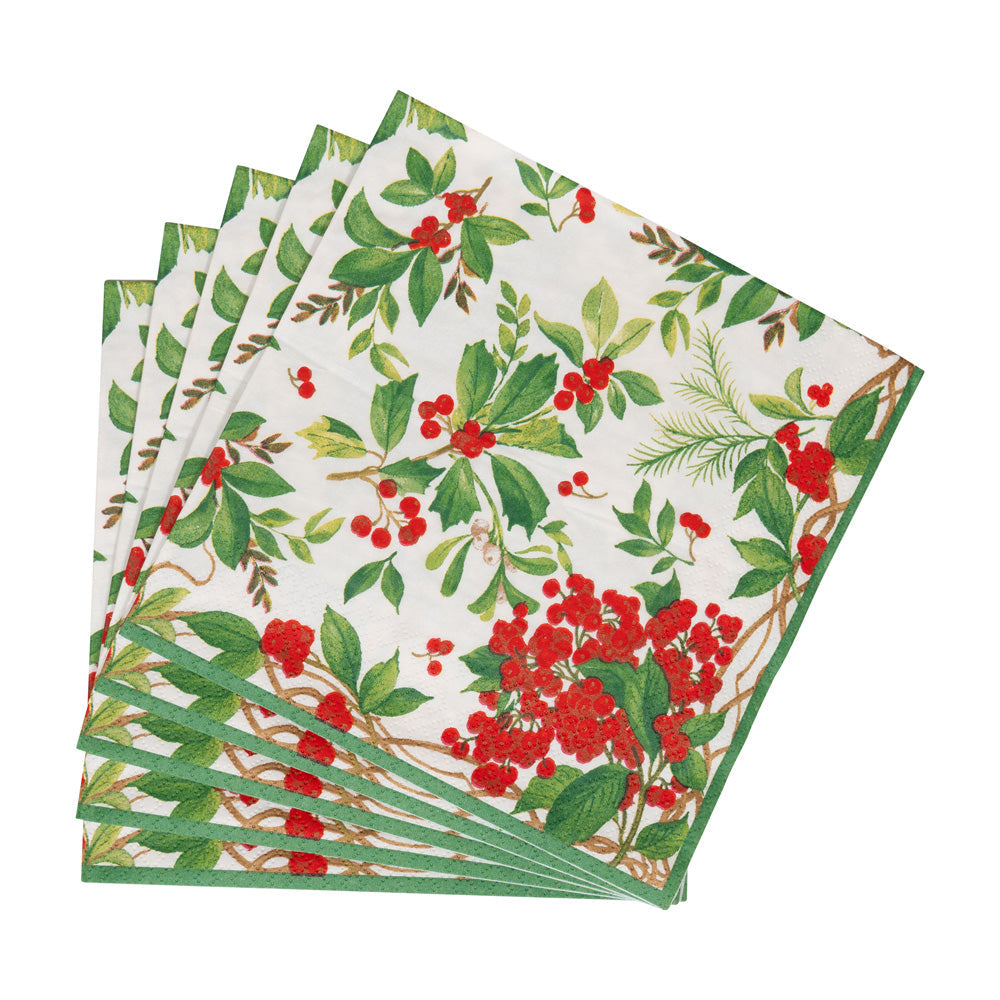 Napkin coffee Holly Chintz white