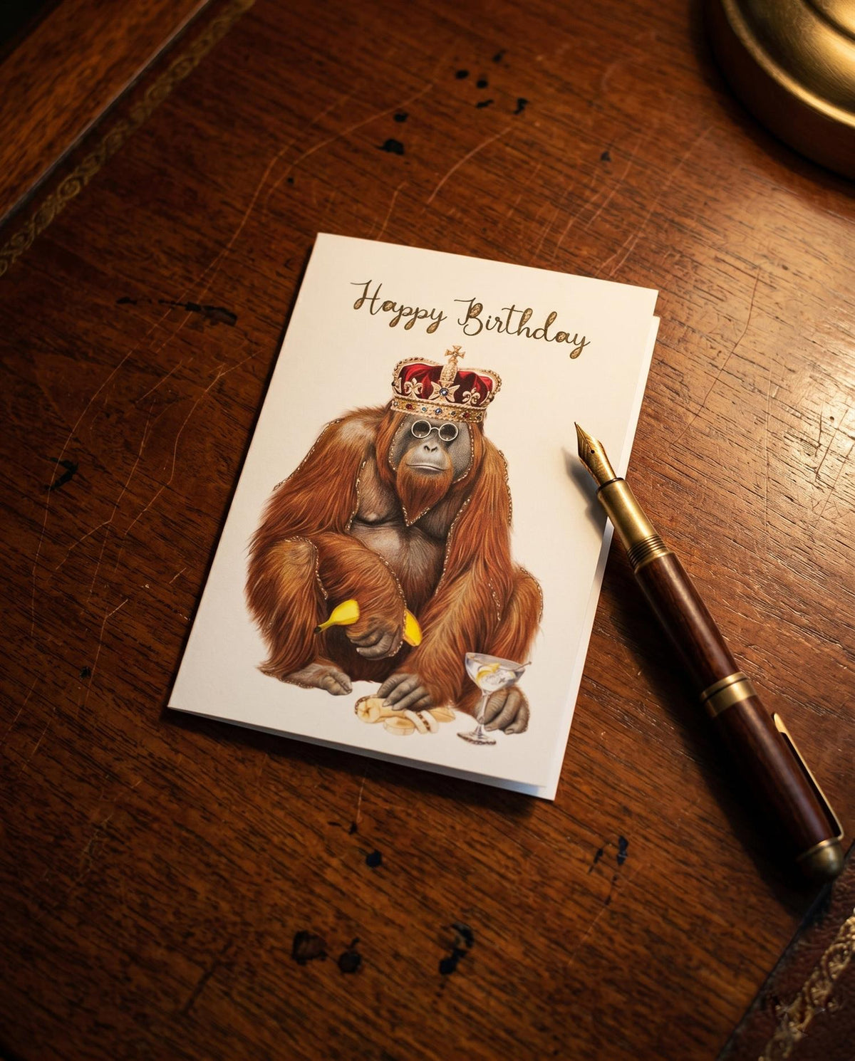 Glitter card Happy Birthday Orangutan