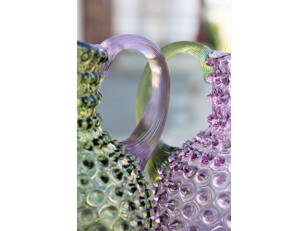 Hobnail Karaffel 2L Olive green w/lilac