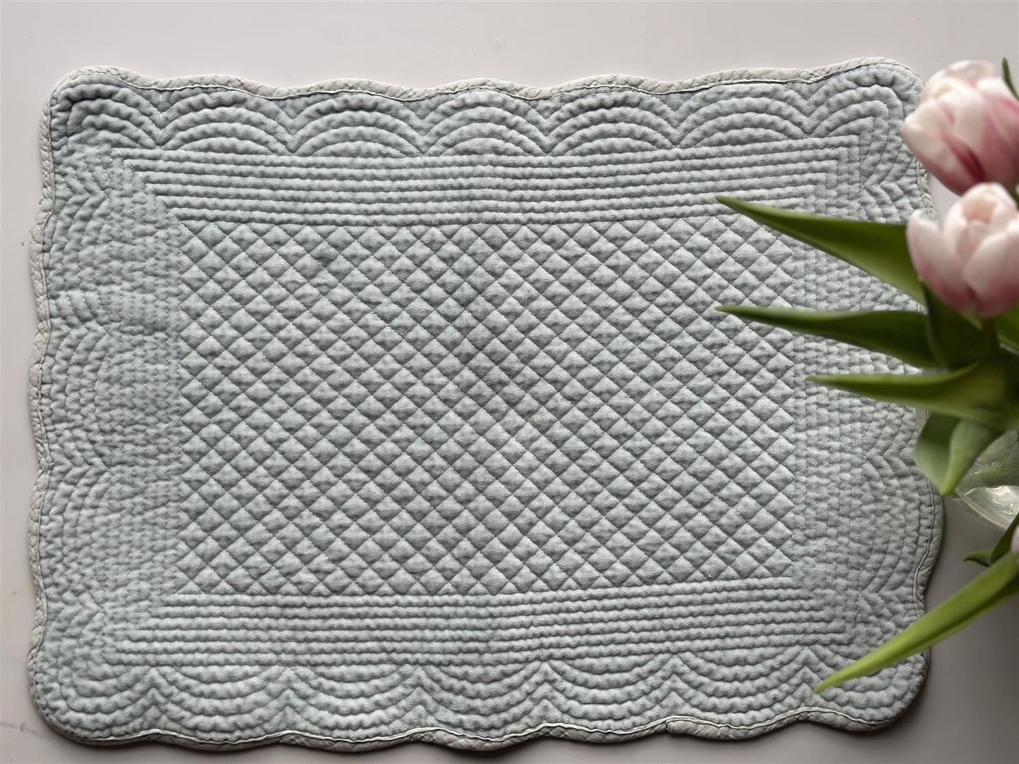 Spisebrikke velour Duckegg