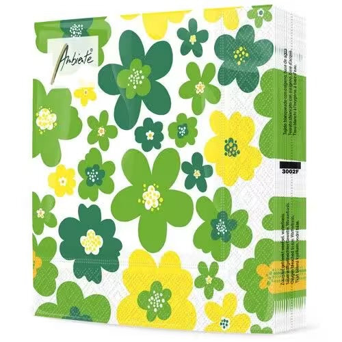 Serviett Lunch Flower power green