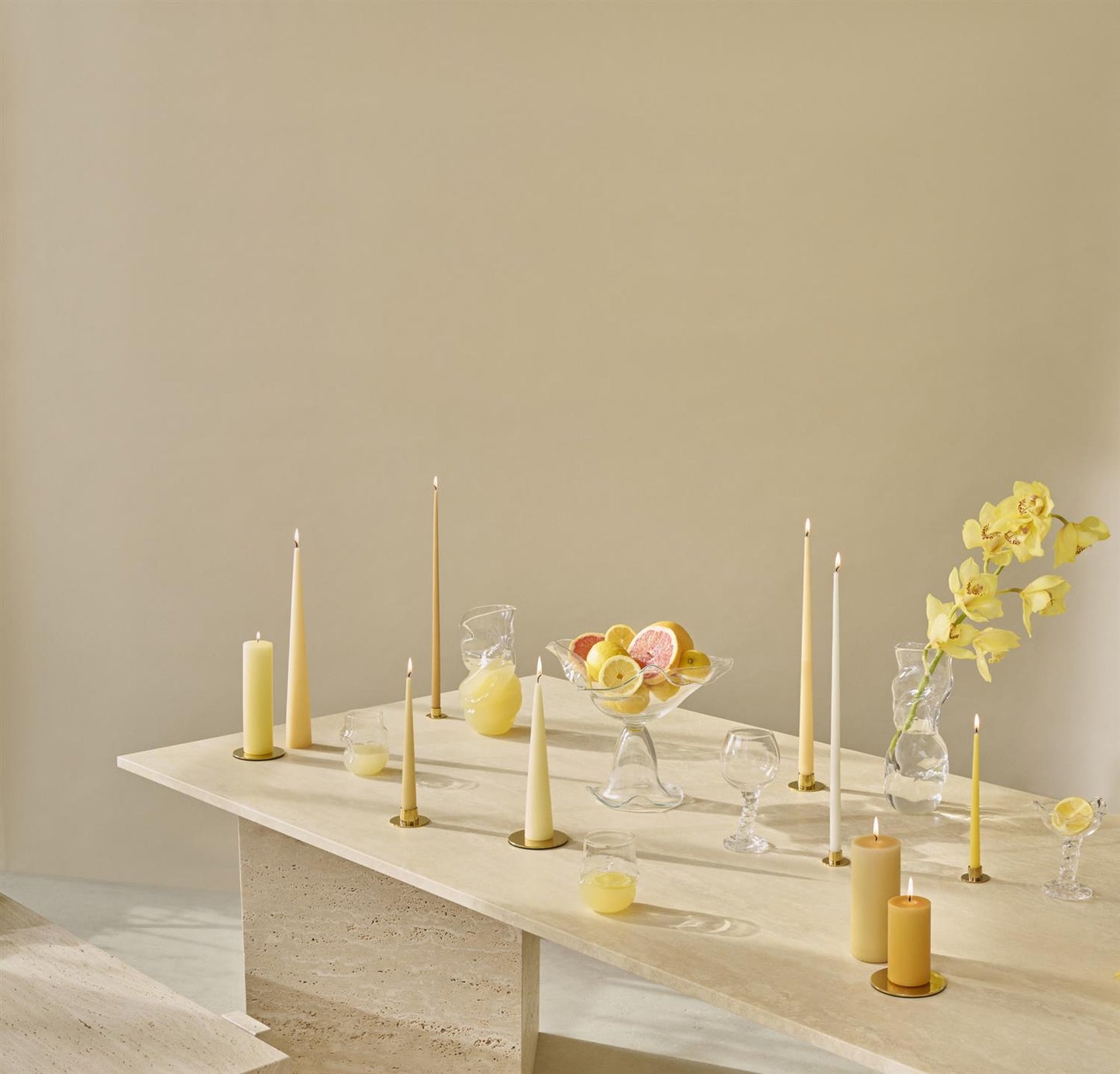 Candle Holder Brushed Gold S/2