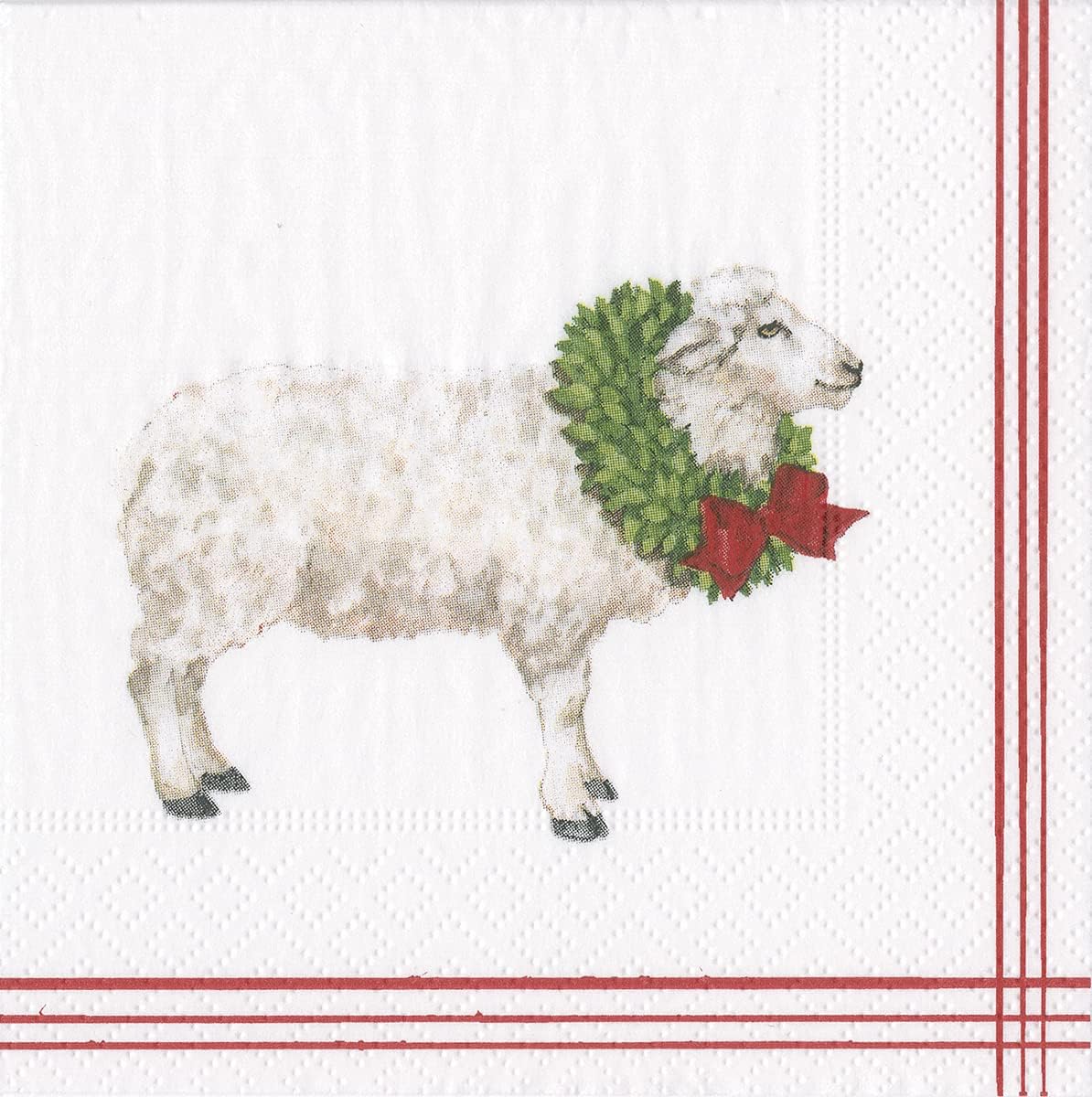 Serviett kaffe Sheep With Wreath White