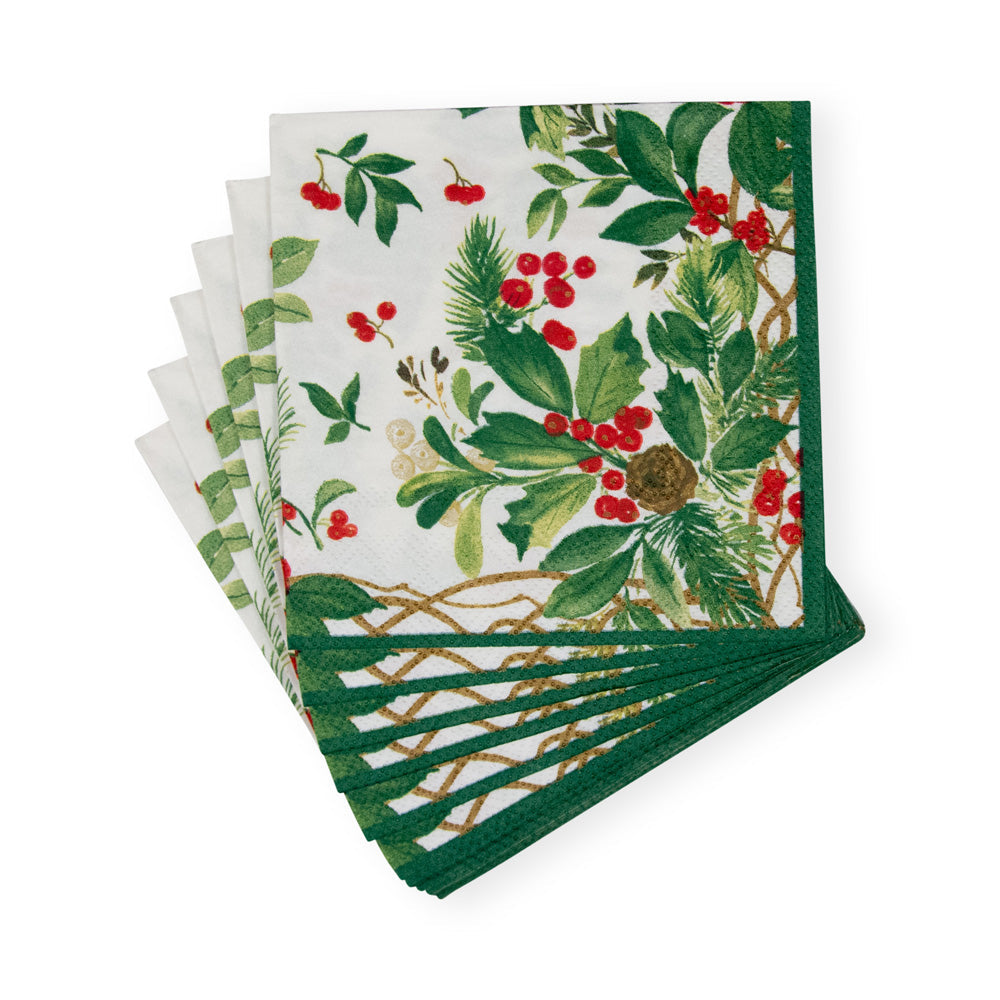 Serviett kaffe Holly Chintz white