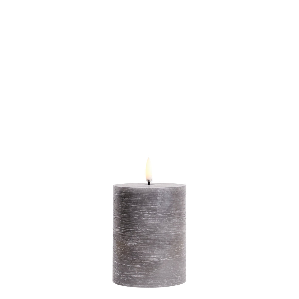 LED pillar candle grey 7.8x10 cm