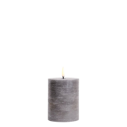 LED pillar candle grey 7.8x10 cm