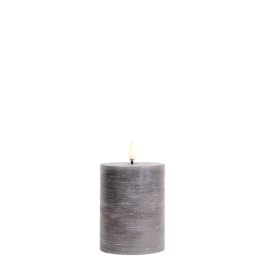 LED pillar candle grey 7.8x10 cm