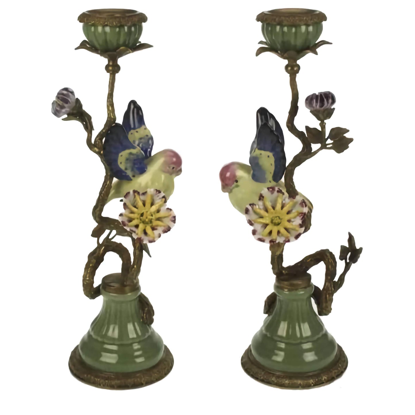 Lysestake m/fugl porselen