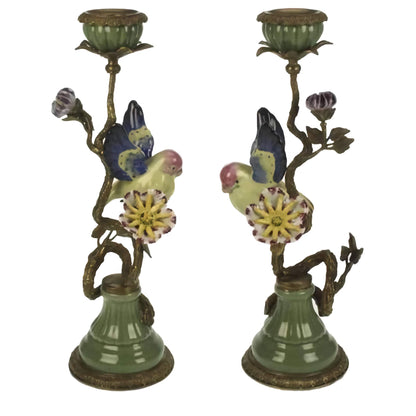 Lysestake m/fugl porselen