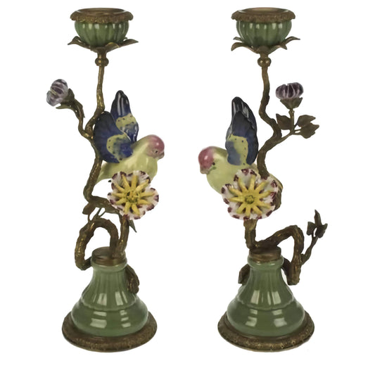 Lysestake m/fugl porselen